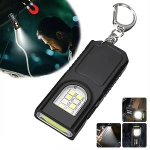 Powerful Mini COB LED Keychain Flashlight USB-C Rechargeable Portable Work Light Waterproof Keyring Camping Walking Pocket Lamp