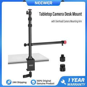 NEEWER Tabletop Camera Desk Mount with Overhead Camera Mounting Arm and 1/4" Ball Head 17" - 41" Adjustable Tabletop Light Stand with C Clamp