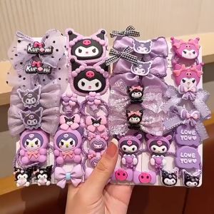 18pcs Set Kawaii Hair Ties Anime Hair Ring Ornaments Cinnamoroll My Melody Kuromi Hair Rope Cartoon Accessories Girl Gift