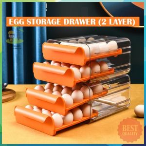 32 Grid Egg Storage Box Transparent Egg Holder Double Layer Drawer Container Stackable Egg Tray