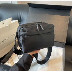 Waterproof Oxford Cloth Black Small Square Bag New Lightweight Casual Multi-Pocket Crossbody Phone Bag for Men and Women