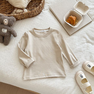 6 Colors Autumn Long Sleeve Tees Childrens T-shirt Cotton Solid Color Base Coat Leisure Wear Boys Girls Tops Kids Clothes