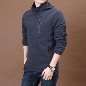 แจ็กเก็ตทรงหลวมแห้งเร็วสีตัดกันชุดผู้ชายกันลมลำลองแฟชั่นกลางแจ้งสำหรับผู้ชายชุดทำงานมีหลายถุงผ้ายืดไซส์ใหญ่สำหรับผู้ชาย