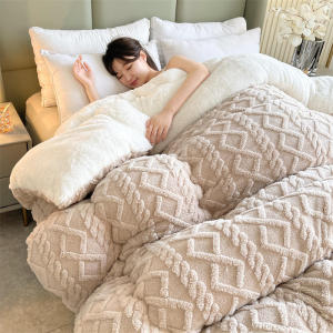Warm and Thick Taffeta and Lamb Wool Quilt