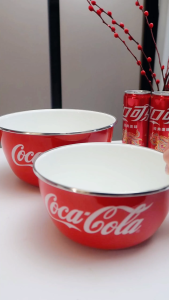 Coca Cola Classic Salad Bowl Enamel Bowl Suitable for Fruit Vegetable Ice Cream kitchen Decoration for Induction & Gas Stove