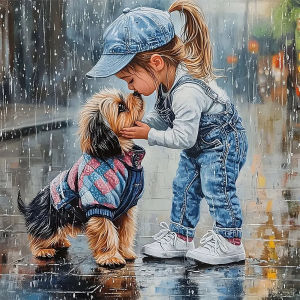 HUACAN Diamond Art Girl Dog Portrait Handmade Wall Decoration Diamond Mosaic Painting 5d Full Square Round Drill
