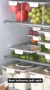 Mainland Kotak Kontainer Tempat Penyimpanan Makanan Kulkas Daging Sayur Buah dengan Peniris HLB405