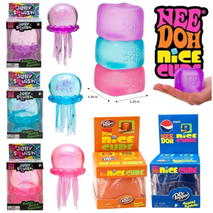 NeeDoh Trending Jellyfish & Cube Squish Toy Soft Jelly Squeeze Stress Relief Fidget Toy Sensory NeeDoh for Kids & Adults