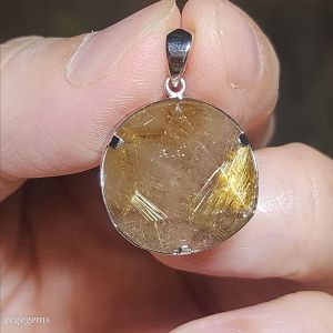20mm Premium Rutilated Quartz Rutile in  Smoky Quartz 925 Silver Star of David pendant [Natural Crystal]