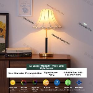 ZHENMEIJU | Decorative Cloth & Copper Bedside Lamp