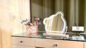 COD Makeup Table Mirror LED Light Bedroon Beauty Makeup Adjustable Rotation Countertop Cosmetic Mirror