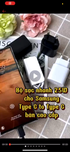 Bộ sạc nhanh 25w tương thích Samsung Type C DYDX dây sạc nhanh Type C màu trắng đen Bảo hành Lỗi 1 đổi 1