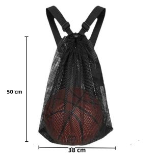 Drawstring Backpack Mesh Bag Portable Football Basketball Storage Bags Sports Travel Toy Swim Bags Supermarket Shopping Pocket