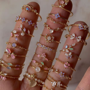 ใหม่Insน่ารักสีสันZirconดอกไม้แหวนผู้หญิงสาวแฟชั่นVINTAGE Zirconแหวนเครื่องประดับของขวัญ