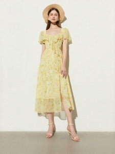D-PLAY | French Style Chiffon Ruffle Beach Dress