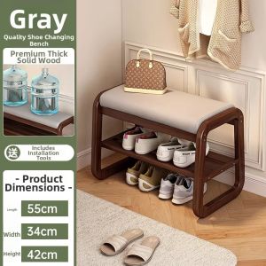 CHUJUN | Multifunctional Entrance Bench with Shoe Storage Soft Padded Long Wooden Seat