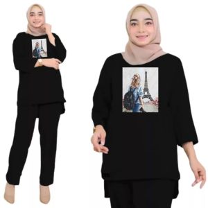 Setelan Wanita Jumbo Ld 130 cm Bahan Babyterry Baju One Set Wanita Dewasa Oversize Terbaru Paris