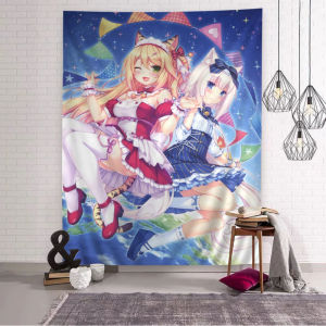 VIKAMA Nekopara Cat Girl Maid Tapestry Anime Harem Design Perfect for Kawaii Decor Bedroom Wall Styling and Photo Backdrops