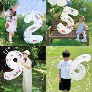 Trendy Number Balloons Childrens Birthday One Year Old Decoration Scene Girls Boys Baby Party Photography Props  Style