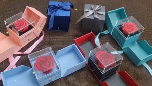 READY STOCK Double Open Flap Rose Gift Box Jewelry Box Flower Christmas Gift Immortal Premium Eternal Flower for Lovers Bunga Kotak Barang Kemas Kotak Hadiah Rose Flap Terbuka Ganda 双开首饰盒饰品盒子 圣诞节礼物