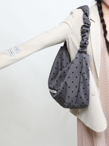 EHOOO Designer Canvas Bag Women Large Capacity Grey Polka Dot Cloud Pattern Crossbody Bag Fashionable Trendy Tote Bag