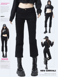 High Waist Straight Leg Black Denim Jeans Womens Spring 2025 New Small Size Seven-Foot French Bread Pipe Pants Slim Fit