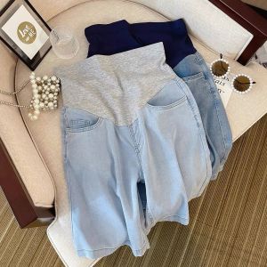 Pregnant Womens Pants Lyocell Jeans Half Length Shorts Summer Thin Outwear Loose Bermuda Shorts Ice Silk Hot Pants for Women