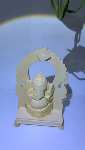 Traditional Vellerukku Wood Root Vinayagar Idol with Prabhai | Thelle Gilledu Ganapathi for Pooja Home & Festive Décor (Pack of 1 | Size: 12.5H × 8W cm)