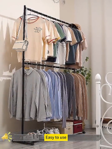 EL 2 Layer Steel Structure Hanging Organizer Rack Rak Baju Ampaian Baju Cloth Clothes Rack Hanger Baju Penyidai Baju 衣架