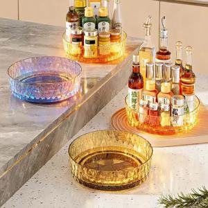 360° rotating rackmultifunctional storage turntable for kitchen countertopsspice storage rackliving room desktop storage tray