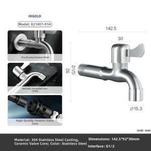 HIGOLD | Automatic Washing Machine Water Faucet 4 Inch
