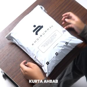 KHOIRUMMAH Kurta Set Ahbab - Koko Stelan Pria Polos Lengan Panjang - White
