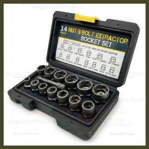 14pcs Bolt Extractor Set for Stripped Frozen Rusted Broken Rounded Bolt Removal Automotive Garage Repair Heavy Duty Machinery