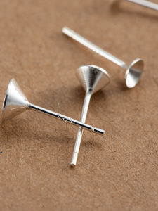 Kim Cốc Bạc 925 Kim Khuyên Tai Kim Khuyên Tai Có Thể Gắn Đá Kim Khuyên Tai Kim Khuyên Tai Cốc Khuyên Tai Bạc Kim Khuyên Tai DIY