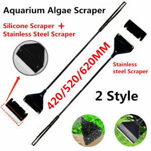 Fish Tank Algae Removal Scraper Stainless Steel Silicone Blade Water Live Plants Coralline Aquarium Cleaning Maintenance Tools