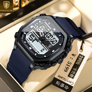 Outdoor sports POEDAGAR electronic watches for men women waterproof silicon strap multifunctional chronograph alarm clock calendar luminous watch for students