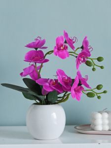 Artificial Butterfly Orchid PU Flower Pot Living Room TV Cabinet Decoration Fake Flower Arrangement Country Style Home Decor