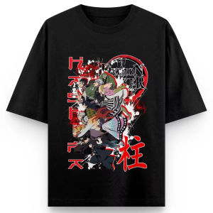 Bandai Genuine Authorized Demon Killer Hashira Mens Black Anime Printed Graphic T-Shirt Japanese Kanji Super Large Street Wear