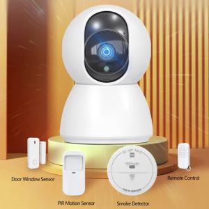Kerui | KERUI PTZ IP Camera Alarm System for Home Security Protection 3MP WIFI Camera Indoors Home Alarm Kit with PIR Motion Sensor