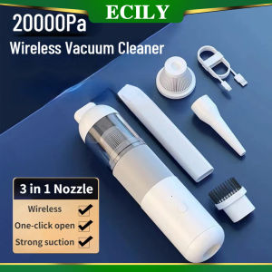 ECILY เครื่องดูดฝุ่นแบบมือจับเครื่องดูดฝุ่นแบบพกพาสำหรับรถยนต์บ้านที่จับฝุ่นไร้สายแบบคู่20000PA Cyclone ดูดเครื่องดูดฝุ่น