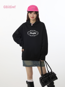 Gbiaior | Flower Grey Original Letter Print American Style Womens Hoodie