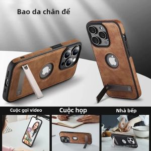 Ốp Điện Thoại Di Động Bằng Da PU Sang Trọng Cho iPhone Có Chân Đế Mỏng - Chống Trầy Xước Chống Bụi Tương Thích Với Các Mẫu Pro Max Plus