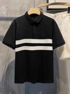 เสื้อยืดคอโปโลแขนสั้นผู้ชาย ทรงหลวม สไตล์ฤดูร้อน ลายสก็อต ผ้าฝ้ายผสมโพลีเอสเตอร์ แฟชั่นลำลอง เสื้อผ้าทำงาน