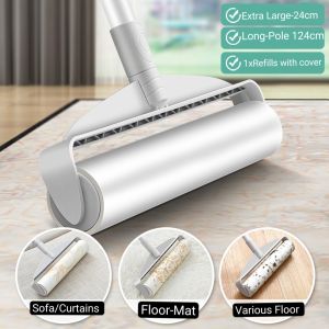 24cm Large Lint Rollers for Floor Carpet curtains clothes and Pet Hair Portable Pet Lint Roller for Dog Cat Animal Hair  Couch Furniture.