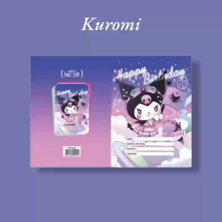 10pcs/Pack Student Kuromi pattern design Composition notebook and ...