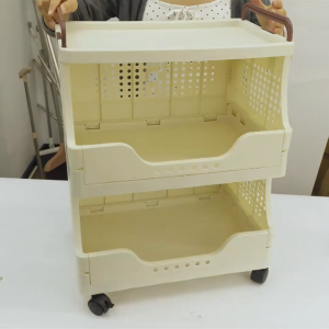 Multi-layer Storage Drawer Cart with Handle - Bedroom Kitchen Grocery Trolley Cart Organizer - Under Desk Rolling Cart Mobile Organizer - Snacks Books Grocery Trolley Storage Shelf