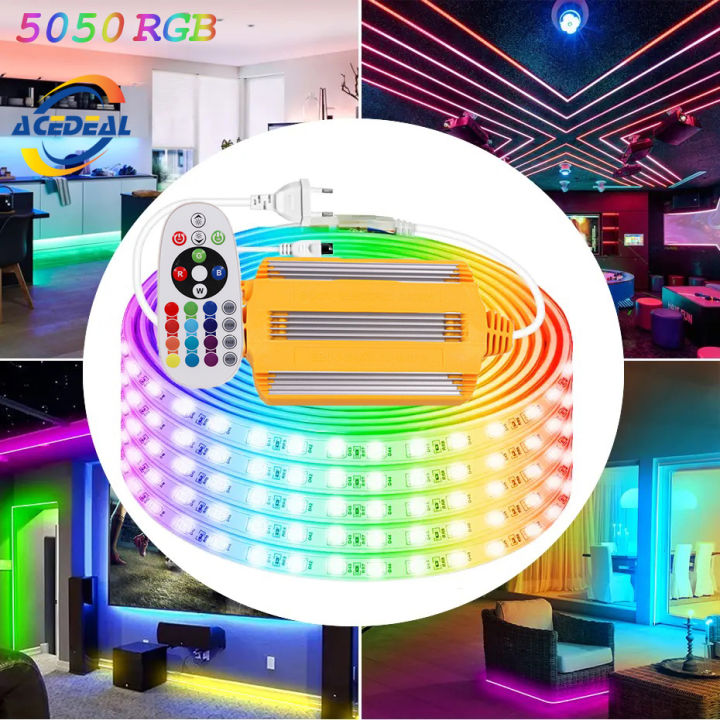 AceDeal 5050 RGB LED Strip Light With Remote Control 220V Outdoor