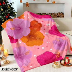 Beast Kingdom | Bright Hibiscus Watercolor Winter Summer Flannel Blanket Throw Fleece Soft Fuzzy Plush Cozy Fleece Blankets for Sofa Ideal Gifts