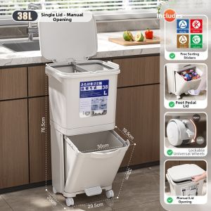 MMZECE | Hands-free Kitchen Trash Bin With Wheels Tall and Movable