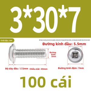 BAIRUITE | Ốc Vít Đầu Giao Thép Không Gỉ Có Đai Ốc M2 M3 M4 M5 M6